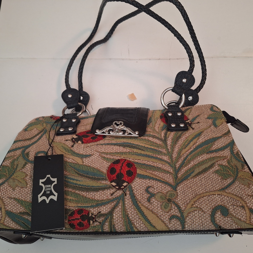 Vintage And Elegant M.C. Marc Chantal Ladybug Patterned Handbag